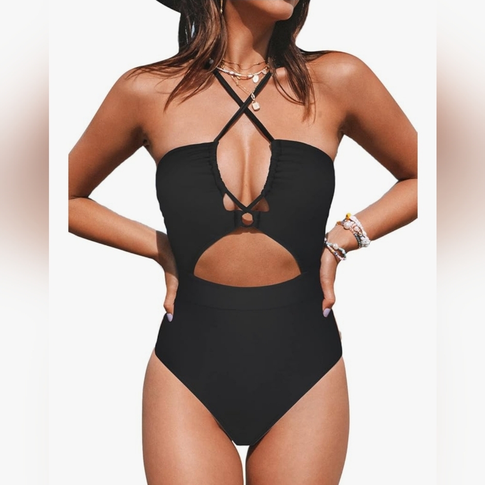 New Cupshe Black One Piece Swimsuit
